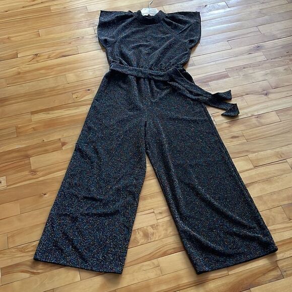 Nine West Pants - Nine West multi-color metallic sparkle elastic waist/tie belt jumpsuit. Small.